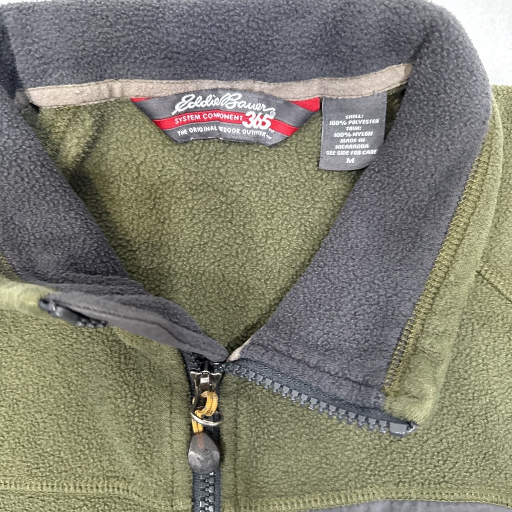Eddie Bauer Jacket Men M Green Sport Shop Fleece Shooting Hunting Full Zip